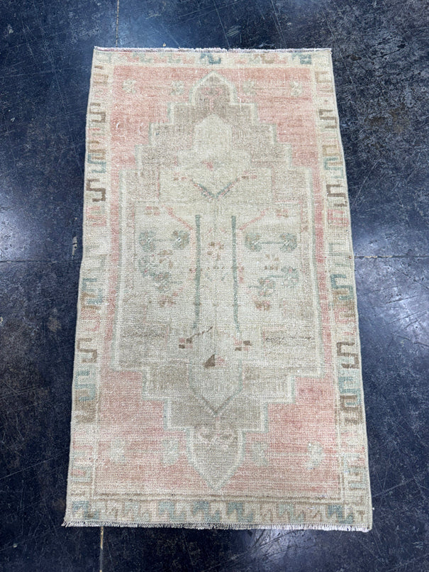 Turkish Mini Rug Oriental Hand Knotted Vintage Rug  1'7'' x  2'9'' #12202