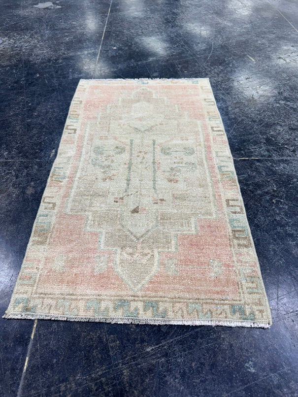 Turkish Mini Rug Oriental Hand Knotted Vintage Rug  1'7'' x  2'9'' #12202