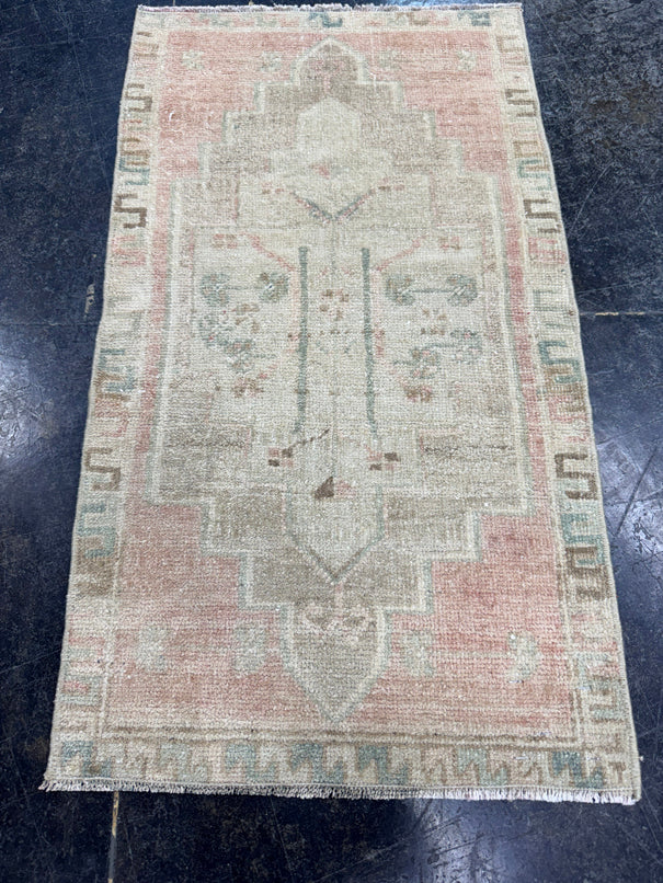 Turkish Mini Rug Oriental Hand Knotted Vintage Rug  1'7'' x  2'9'' #12202