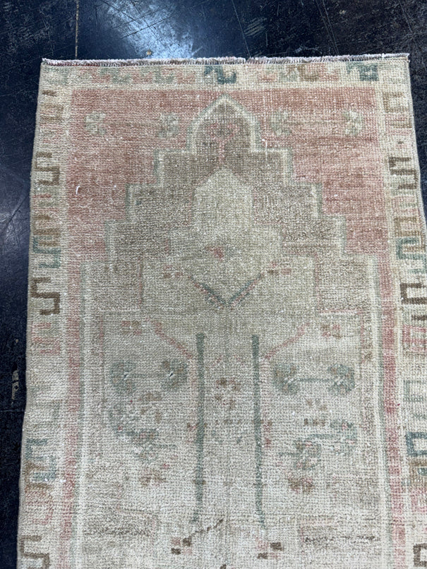 Turkish Mini Rug Oriental Hand Knotted Vintage Rug  1'7'' x  2'9'' #12202
