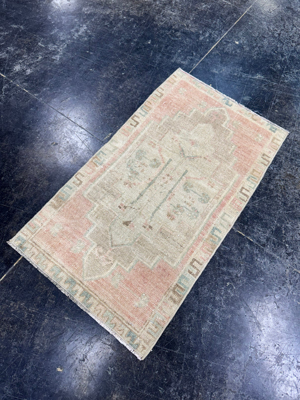 Turkish Mini Rug Oriental Hand Knotted Vintage Rug  1'7'' x  2'9'' #12202