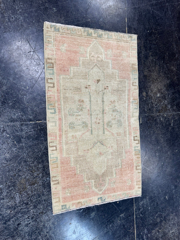 Turkish Mini Rug Oriental Hand Knotted Vintage Rug  1'7'' x  2'9'' #12202