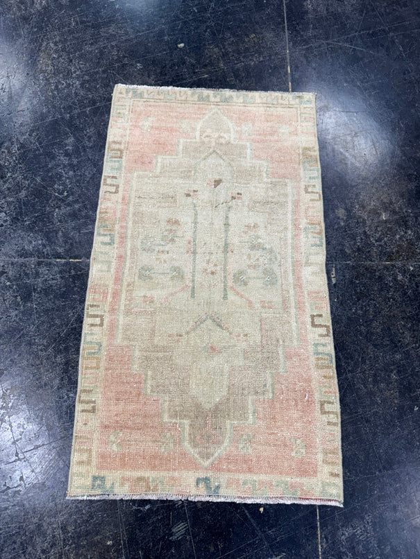 Turkish Mini Rug Oriental Hand Knotted Vintage Rug  1'7'' x  2'9'' #12202