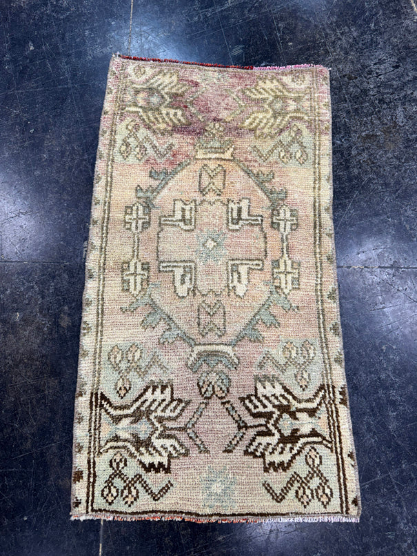 Turkish Mini Rug Oriental Hand Knotted Vintage Rug  1'7'' x  2'10'' #12196