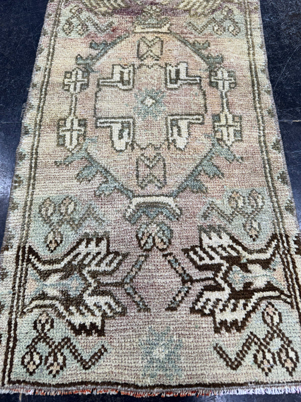 Turkish Mini Rug Oriental Hand Knotted Vintage Rug  1'7'' x  2'10'' #12196