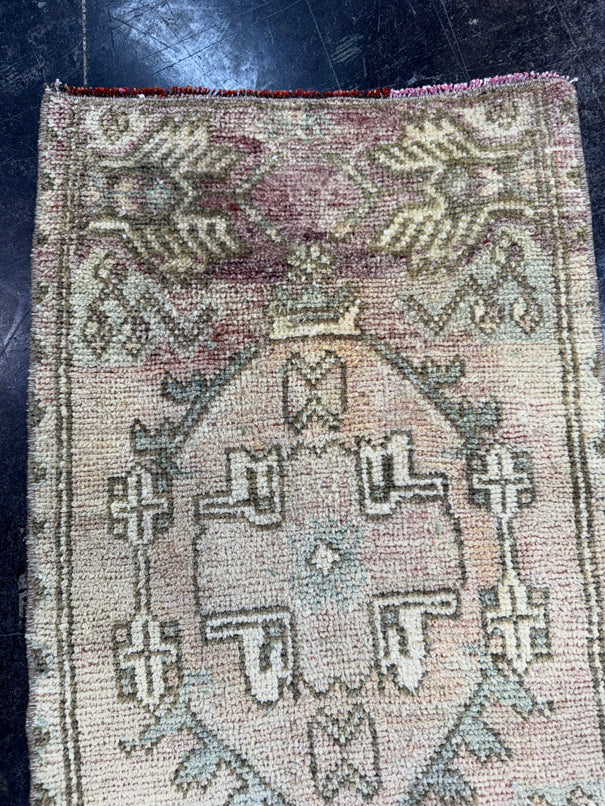 Turkish Mini Rug Oriental Hand Knotted Vintage Rug  1'7'' x  2'10'' #12196