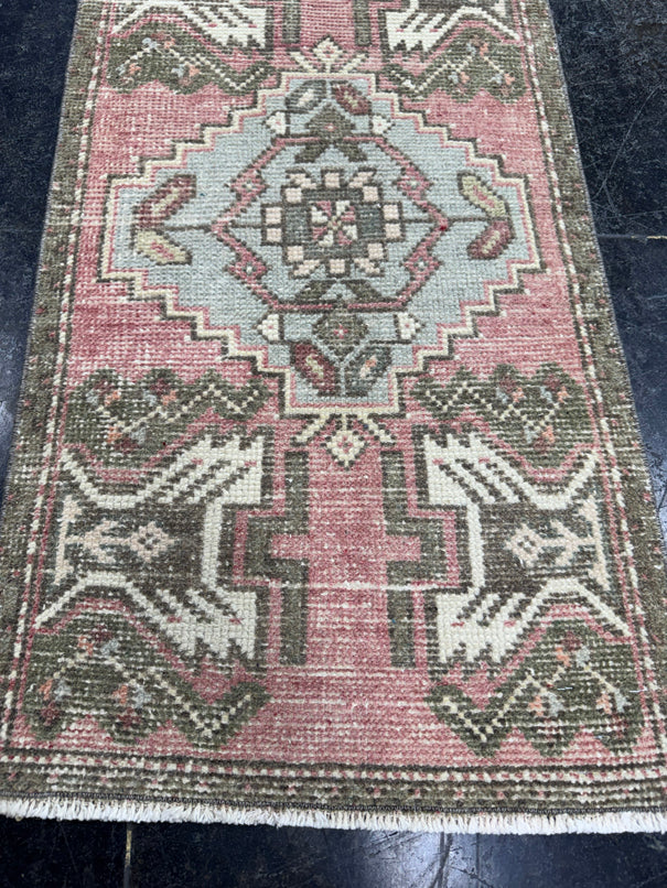 Turkish Mini Rug Oriental Hand Knotted Vintage Rug  1'8'' x  3'1'' #12191