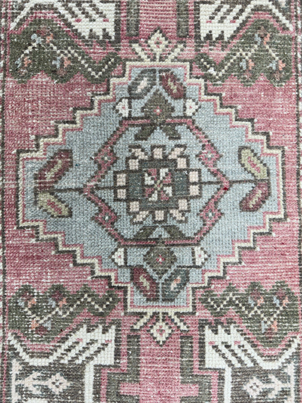 Turkish Mini Rug Oriental Hand Knotted Vintage Rug  1'8'' x  3'1'' #12191
