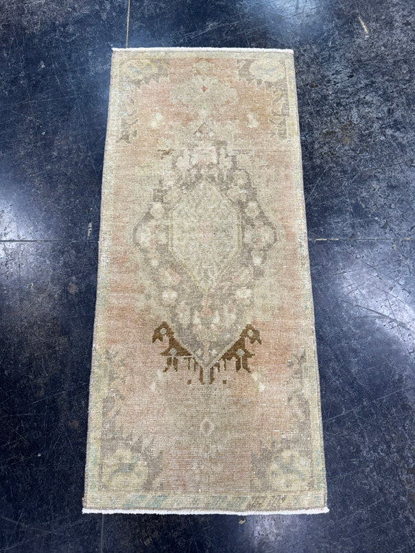Turkish Mini Rug Oriental Hand Knotted Vintage Rug  1'6'' x  3'5'' #12192