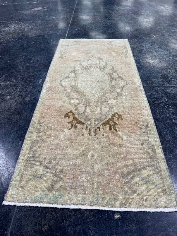 Turkish Mini Rug Oriental Hand Knotted Vintage Rug  1'6'' x  3'5'' #12192