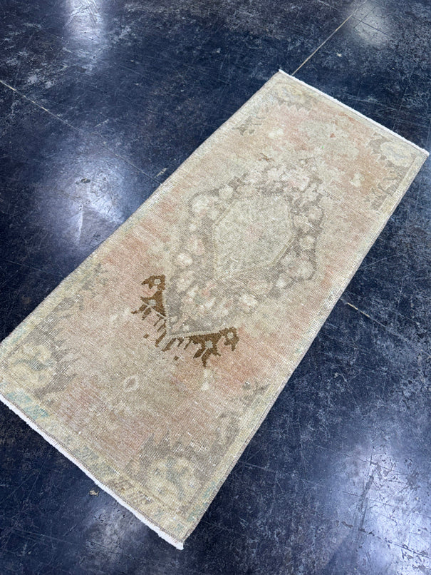 Turkish Mini Rug Oriental Hand Knotted Vintage Rug  1'6'' x  3'5'' #12192