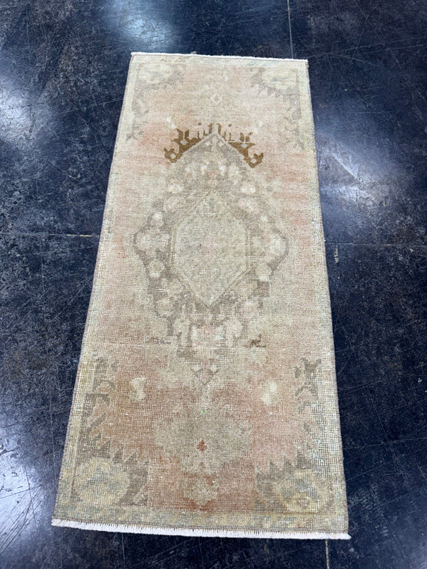 Turkish Mini Rug Oriental Hand Knotted Vintage Rug  1'6'' x  3'5'' #12192