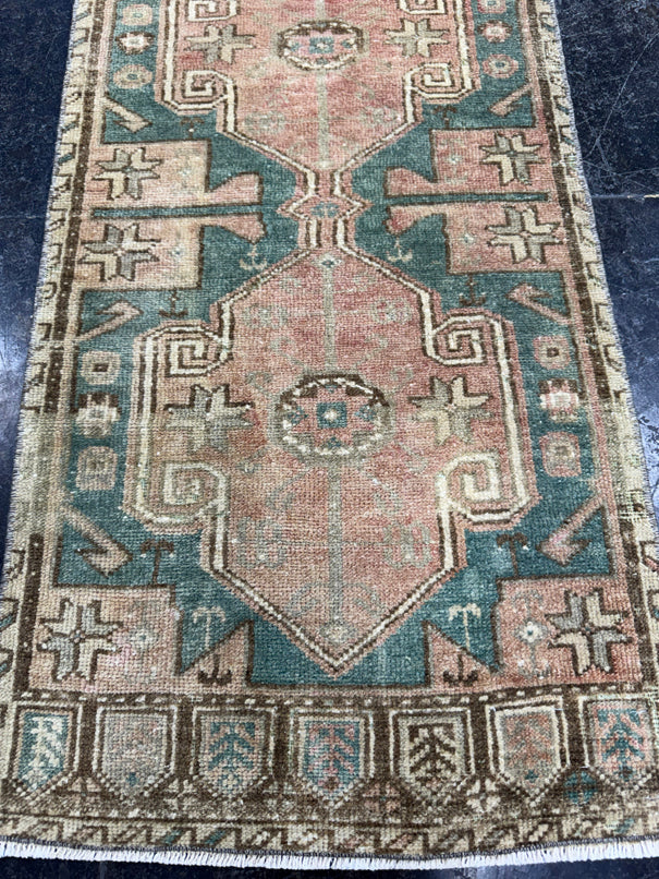 Turkish Mini Rug Oriental Hand Knotted Vintage Rug  1'6'' x  3' #12193