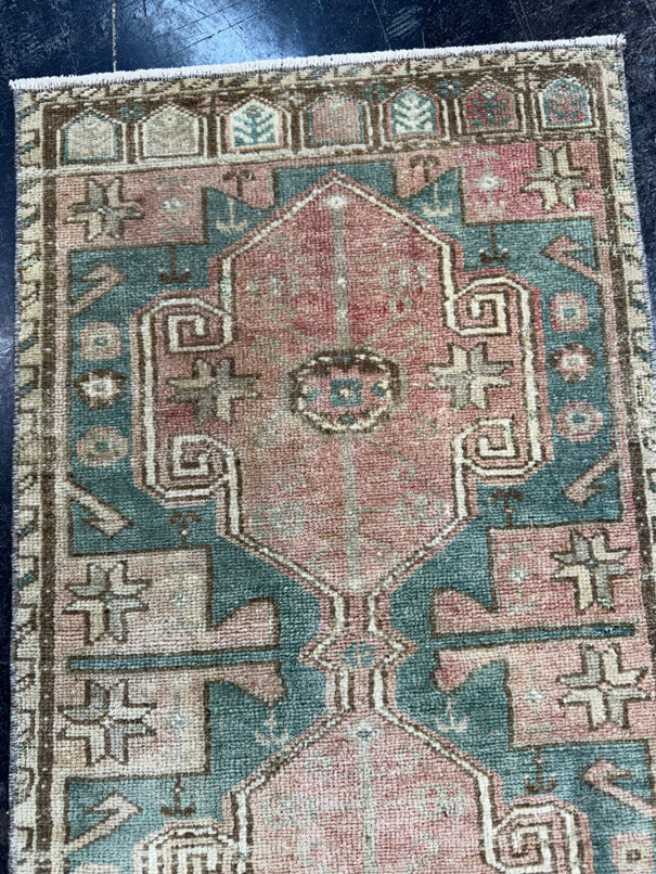 Turkish Mini Rug Oriental Hand Knotted Vintage Rug  1'6'' x  3' #12193