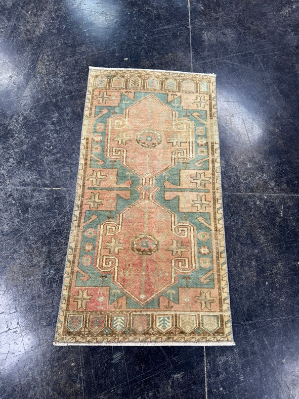 Turkish Mini Rug Oriental Hand Knotted Vintage Rug  1'6'' x  3' #12193