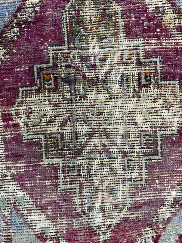 Turkish Mini Rug Oriental Hand Knotted Vintage Rug  1'4'' x  2'8'' #12194