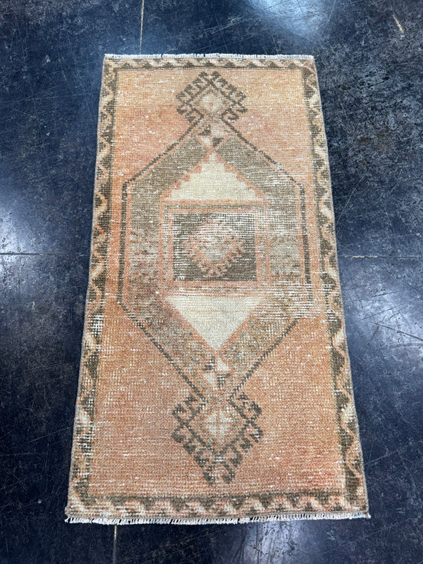 Turkish Mini Rug Oriental Hand Knotted Vintage Rug  1'7'' x  3'1'' #12195