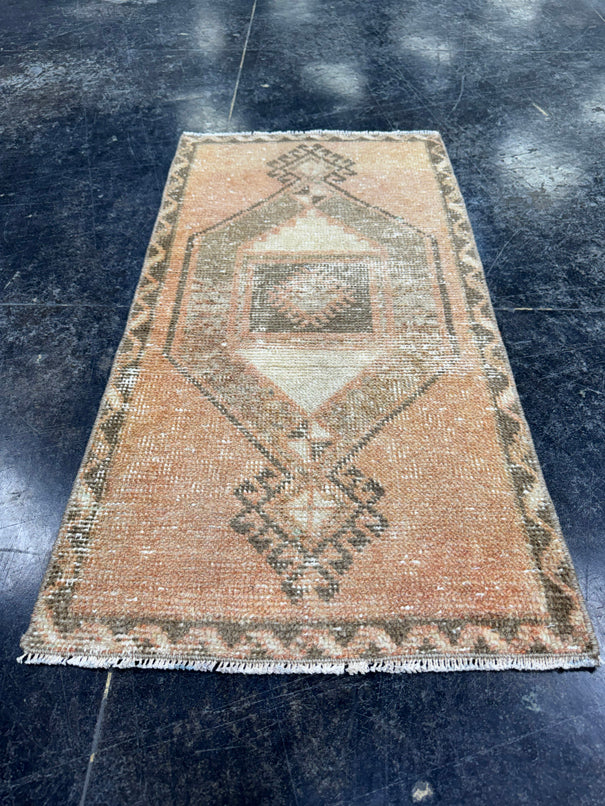 Turkish Mini Rug Oriental Hand Knotted Vintage Rug  1'7'' x  3'1'' #12195