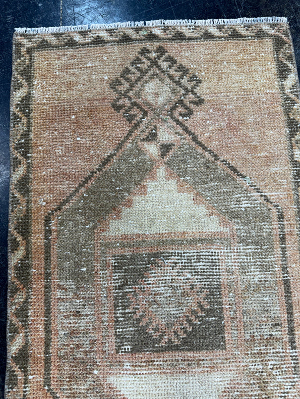 Turkish Mini Rug Oriental Hand Knotted Vintage Rug  1'7'' x  3'1'' #12195