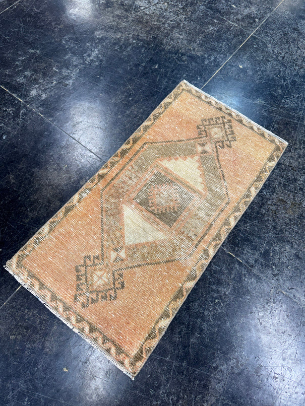 Turkish Mini Rug Oriental Hand Knotted Vintage Rug  1'7'' x  3'1'' #12195