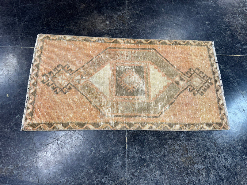 Turkish Mini Rug Oriental Hand Knotted Vintage Rug  1'7'' x  3'1'' #12195