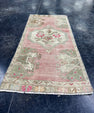 Turkish Mini Rug Oriental Hand Knotted Vintage Rug  1'9'' x  3'8'' #12190