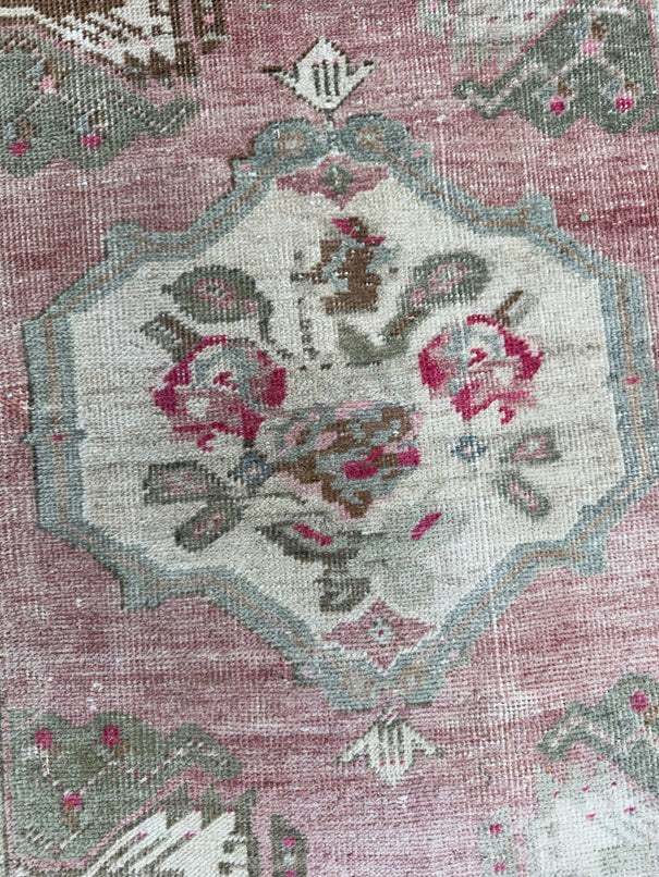 Turkish Mini Rug Oriental Hand Knotted Vintage Rug  1'9'' x  3'8'' #12190