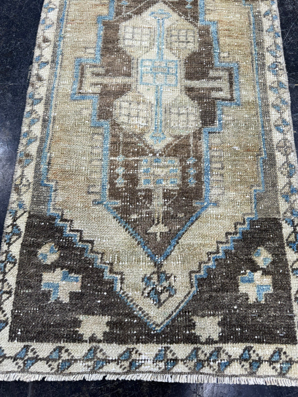 Turkish Mini Rug Oriental Hand Knotted Vintage Rug  1'7'' x  3'2'' #12189