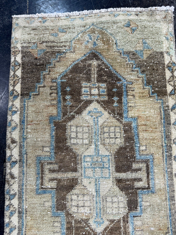 Turkish Mini Rug Oriental Hand Knotted Vintage Rug  1'7'' x  3'2'' #12189