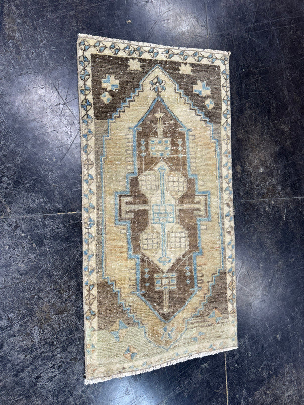 Turkish Mini Rug Oriental Hand Knotted Vintage Rug  1'7'' x  3'2'' #12189