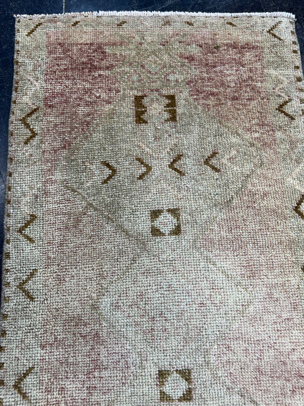 Turkish Mini Rug Oriental Hand Knotted Vintage Rug  1'10'' x  3'8'' #12188