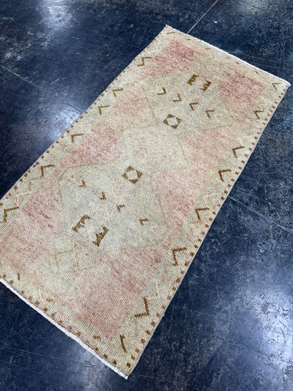 Turkish Mini Rug Oriental Hand Knotted Vintage Rug  1'10'' x  3'8'' #12188