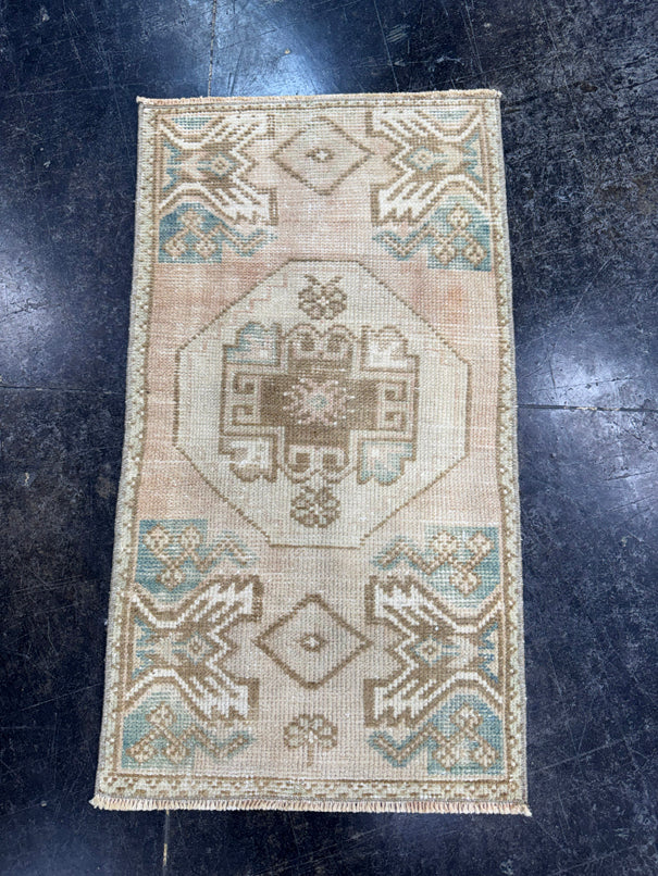 Turkish Mini Rug Oriental Hand Knotted Vintage Rug  1'6'' x  2'8'' #12187