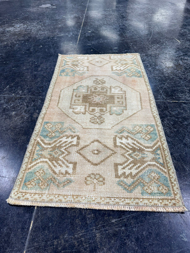 Turkish Mini Rug Oriental Hand Knotted Vintage Rug  1'6'' x  2'8'' #12187