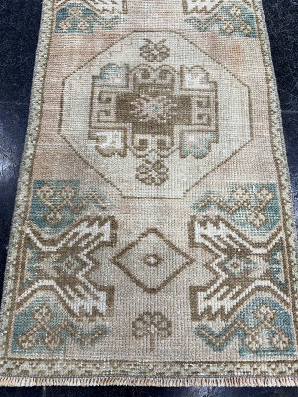 Turkish Mini Rug Oriental Hand Knotted Vintage Rug  1'6'' x  2'8'' #12187
