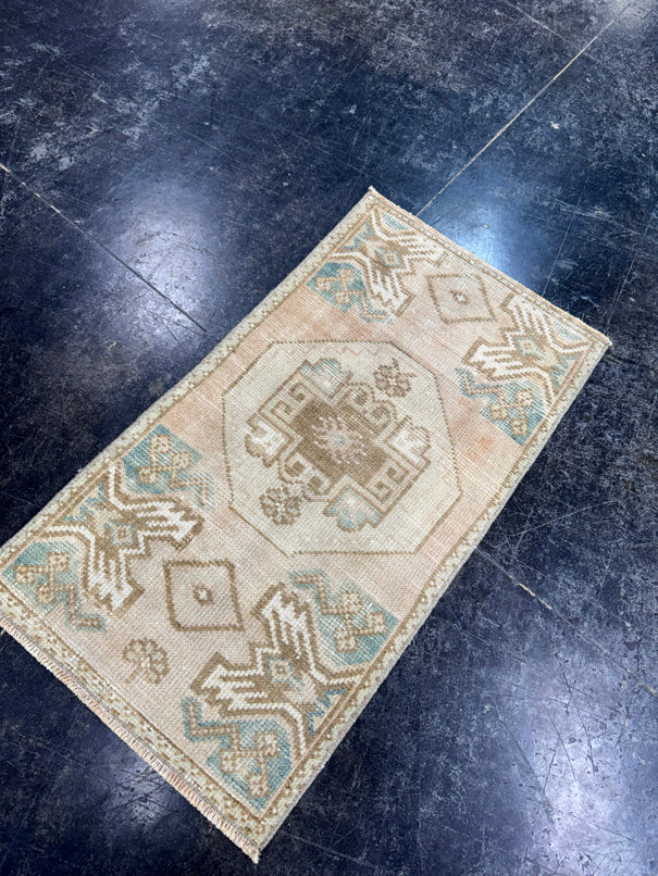 Turkish Mini Rug Oriental Hand Knotted Vintage Rug  1'6'' x  2'8'' #12187