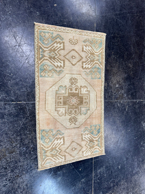 Turkish Mini Rug Oriental Hand Knotted Vintage Rug  1'6'' x  2'8'' #12187