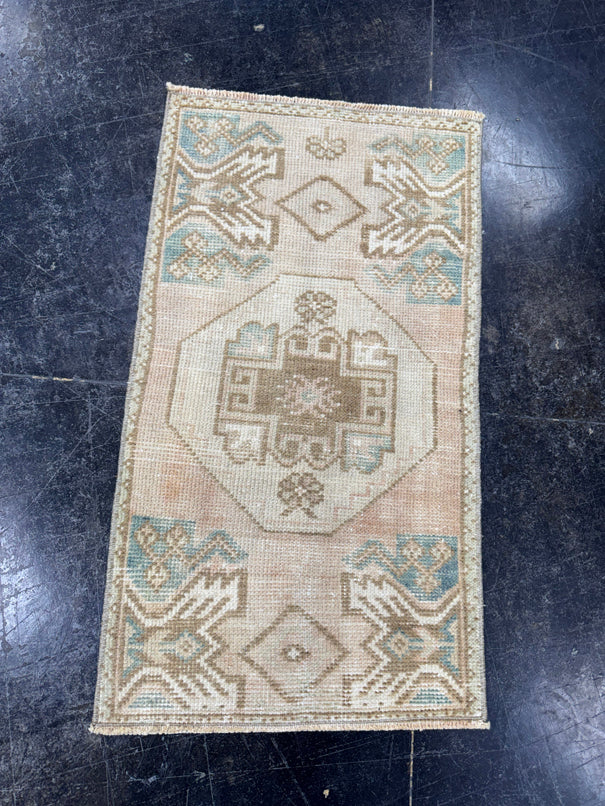Turkish Mini Rug Oriental Hand Knotted Vintage Rug  1'6'' x  2'8'' #12187