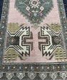 Turkish Mini Rug Oriental Hand Knotted Vintage Rug  1'8'' x  3'8'' #12184