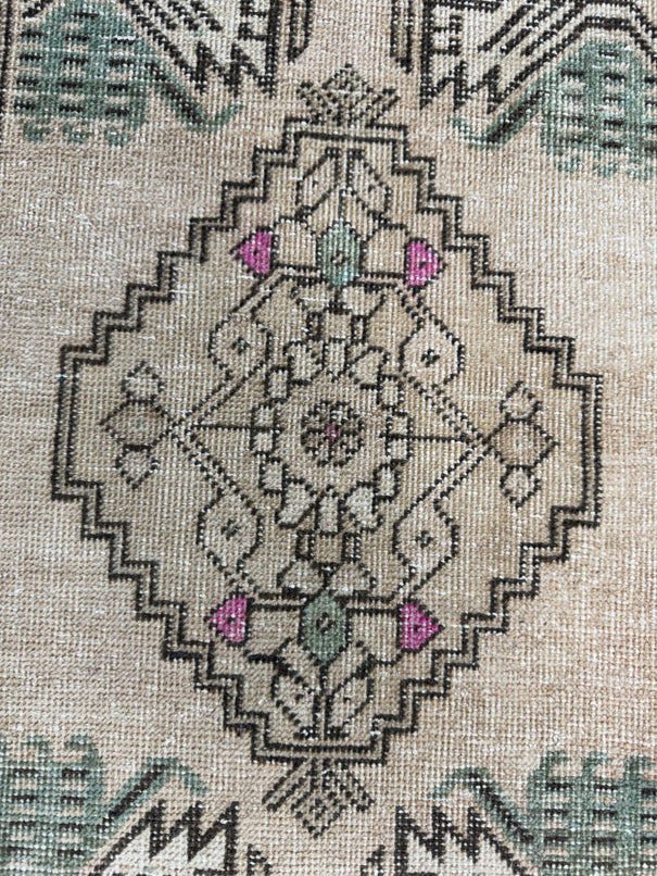Turkish Mini Rug Oriental Hand Knotted Vintage Rug  1'8'' x  3'7'' #12182