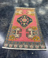 Turkish Mini Rug Oriental Hand Knotted Vintage Rug  1'7'' x  3'3'' #12181