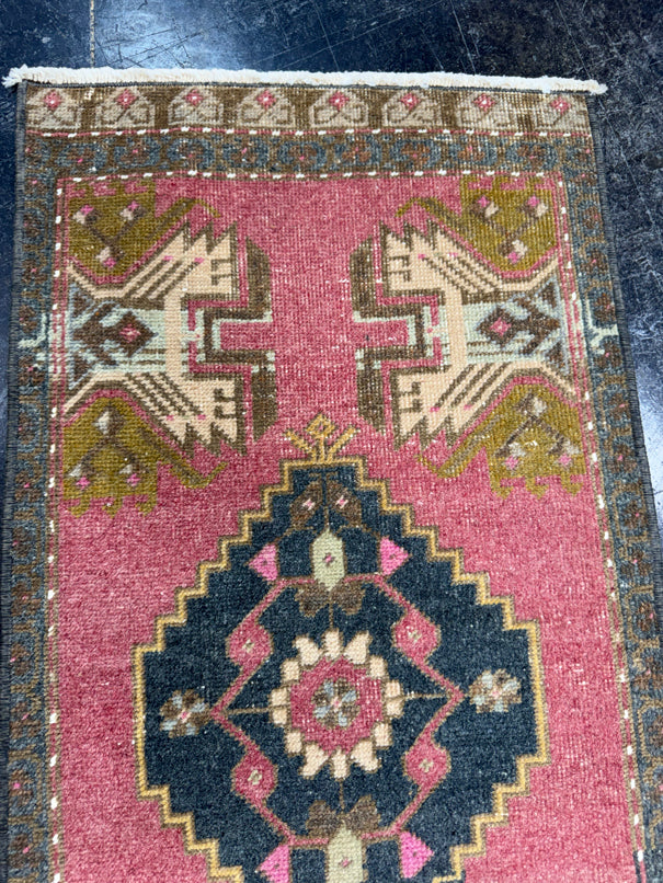 Turkish Mini Rug Oriental Hand Knotted Vintage Rug  1'7'' x  3'3'' #12181