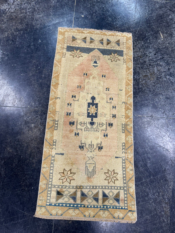 Turkish Mini Rug Oriental Hand Knotted Vintage Rug  1'8'' x  3'9'' #12180