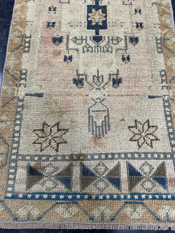 Turkish Mini Rug Oriental Hand Knotted Vintage Rug  1'8'' x  3'9'' #12180