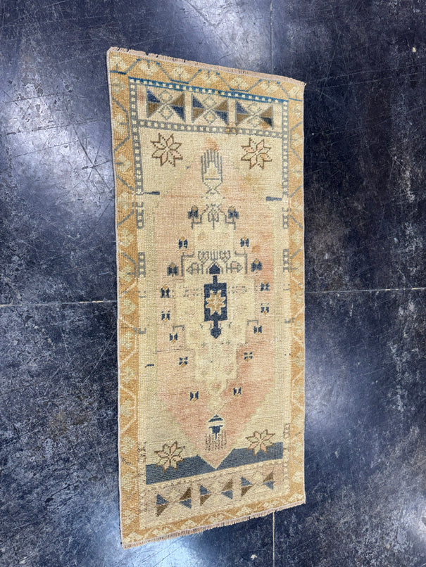 Turkish Mini Rug Oriental Hand Knotted Vintage Rug  1'8'' x  3'9'' #12180
