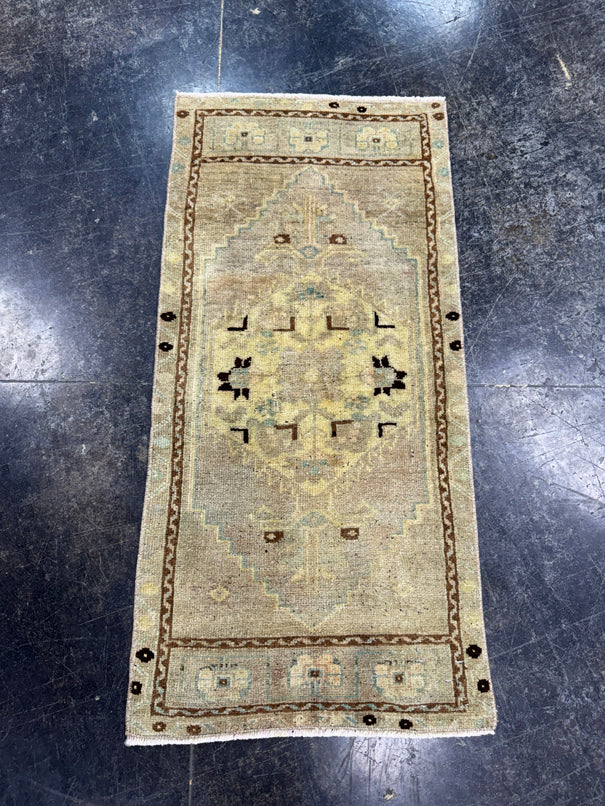 Turkish Mini Rug Oriental Hand Knotted Vintage Rug  1'7'' x  3'3'' #12179