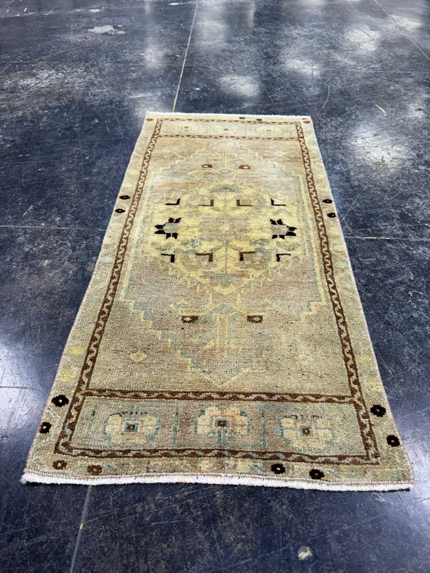 Turkish Mini Rug Oriental Hand Knotted Vintage Rug  1'7'' x  3'3'' #12179