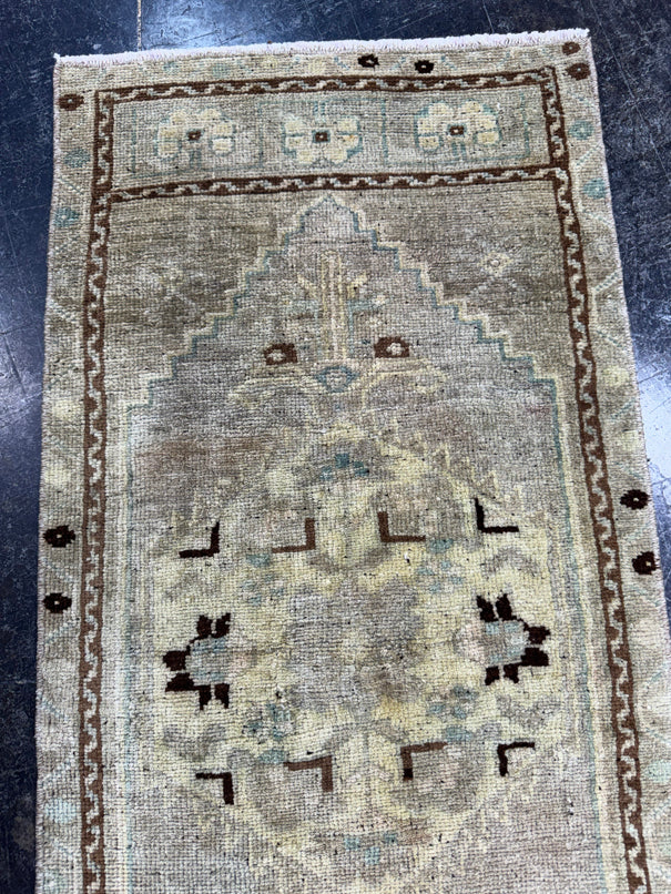 Turkish Mini Rug Oriental Hand Knotted Vintage Rug  1'7'' x  3'3'' #12179