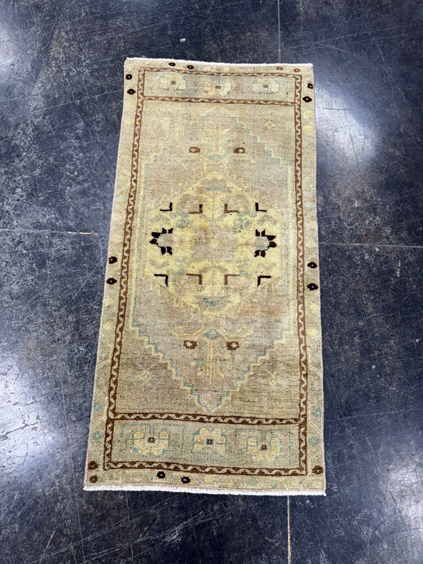 Turkish Mini Rug Oriental Hand Knotted Vintage Rug  1'7'' x  3'3'' #12179