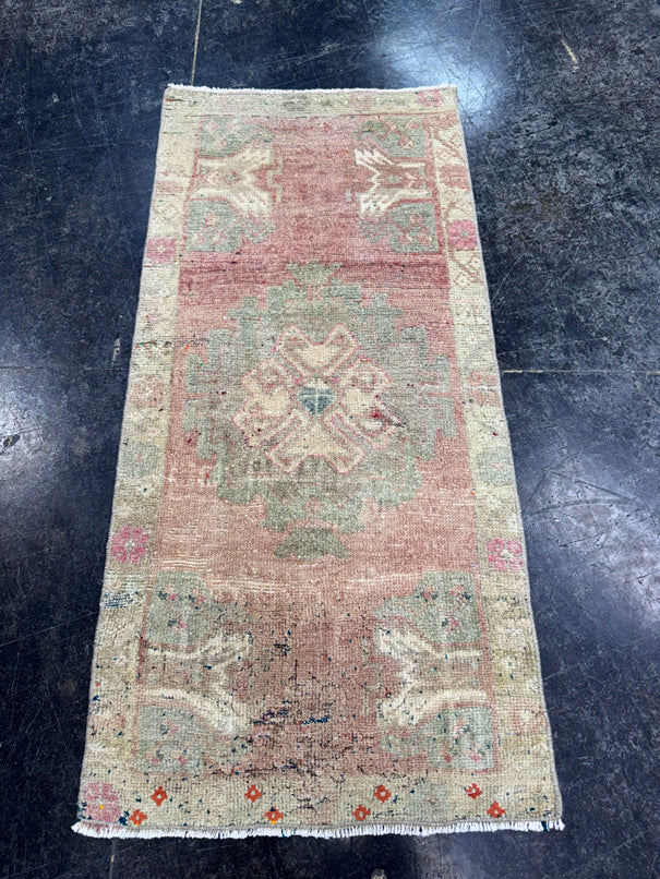 Turkish Mini Rug Oriental Hand Knotted Vintage Rug  1'7'' x  3'4'' #12177